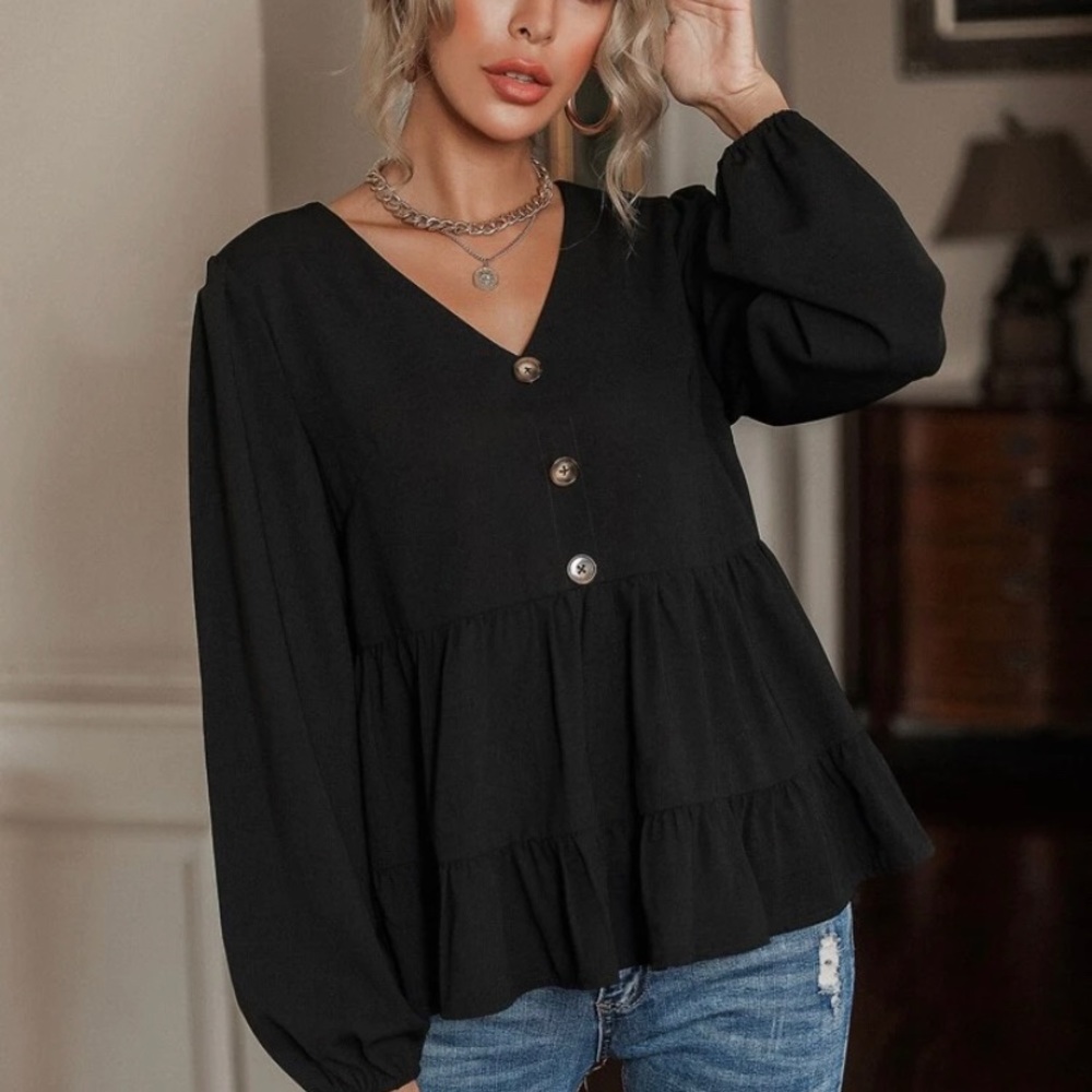 Black smock blouse